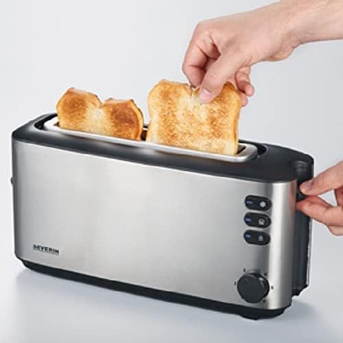  [아마존베스트]SEVERIN AT 2515 automatic toaster (1,000 W, 1 long slot chamber, for up to 2 bread slices) stainless steel / black