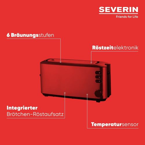  [아마존베스트]SEVERIN AT 2515 automatic toaster (1,000 W, 1 long slot chamber, for up to 2 bread slices) stainless steel / black