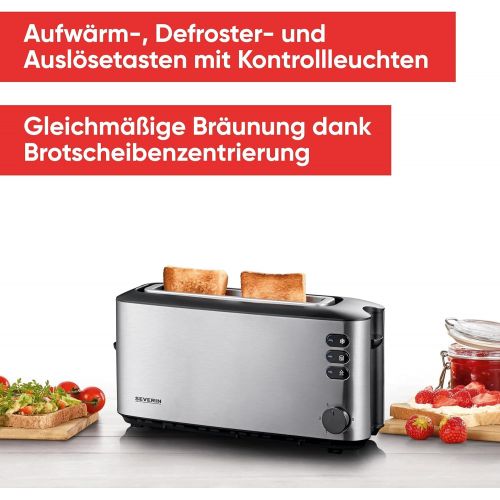  [아마존베스트]SEVERIN AT 2515 automatic toaster (1,000 W, 1 long slot chamber, for up to 2 bread slices) stainless steel / black