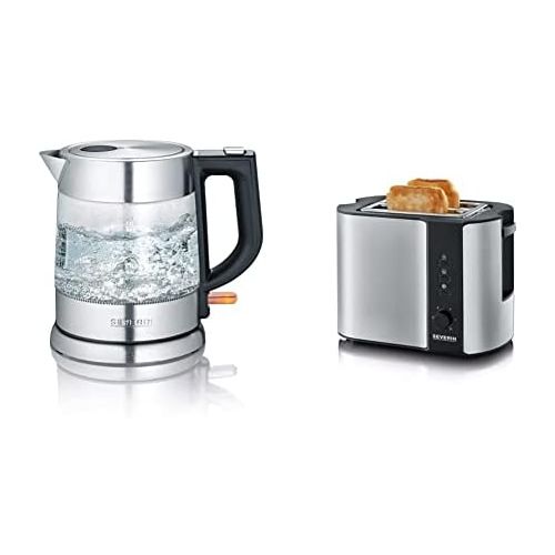  [아마존베스트]Severin WK 3468 Glass Kettle, Black, Stainless Steel