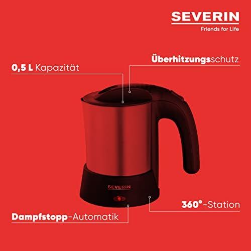  [아마존베스트]SEVERIN WK 3646 travel kettle set (approx. 1000 W, 0.5 L, including 2 plastic cups, spoon and travel bag) stainless steel / black