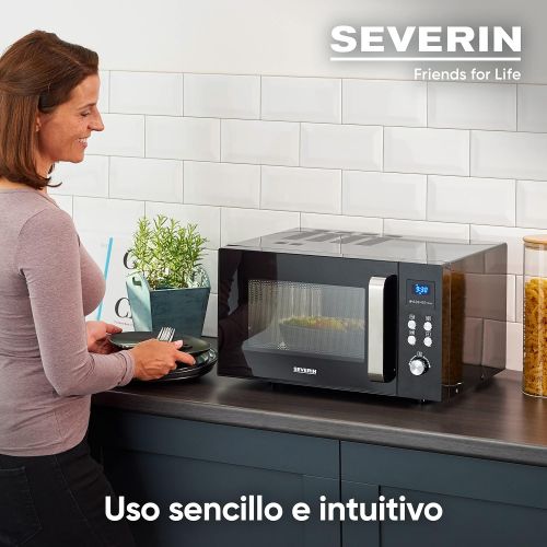  [아마존베스트]SEVERIN MW 7750 2-in-1 Microwave, 800 W with Grill Function, Includes Grill and Turntable, Diameter 24.5 cm, Black