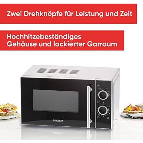  [아마존베스트]SEVERIN MW 7862 Microwave (700W, Including Turntable (diameter 24.5 cm) with timer function) silver/black