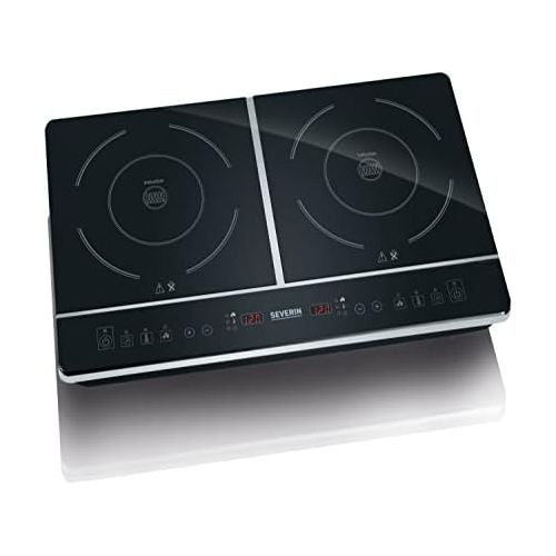  [아마존베스트]SEVERIN Double hob, 2 glass ceramic hobs (2 x diameter 22 cm), temperature setting from 60 - 240 °C or in 10 power levels, DK 1031, black.