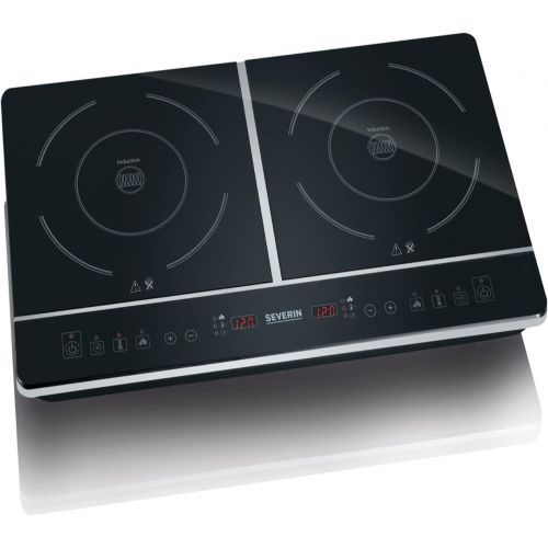  [아마존베스트]SEVERIN Double hob, 2 glass ceramic hobs (2 x diameter 22 cm), temperature setting from 60 - 240 °C or in 10 power levels, DK 1031, black.