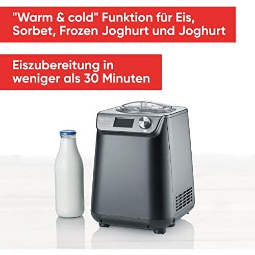  [아마존베스트]Severin EZ 7407 Compact Ice Cream Machine with Compressor, 1.2 Litre Capacity, High-Quality Housing Application, Innovative Yogurt Function, 1.2 Litres, Silver/Brushed Stainless St