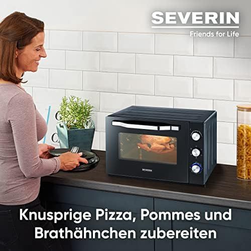  [아마존베스트]-Service-Informationen SEVERIN TO 2066 XXL Baking and Toast Oven, 60 Litre Cooking Space, 2,200 W, Includes Grill Grate, Baking Tray, Rotisserie and Pizza Stone, Black, High Temperature Paint