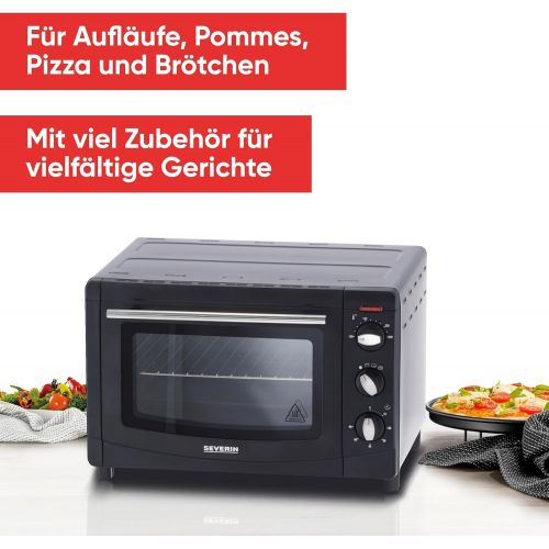  [아마존베스트]-Service-Informationen SEVERIN TO 2067 Baking and Toast Oven, 20 Litre Cooking Capacity, 1500 W, Includes Grill and Baking Tray, Black, High Heat Resistant Finish