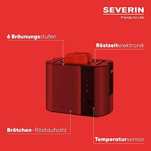  [아마존베스트]SEVERIN AT 9541 Automatic Toaster (800 W, Includes Roll-Roasting Attachment, 2 Roasting Chambers) Metallic Grey/Black