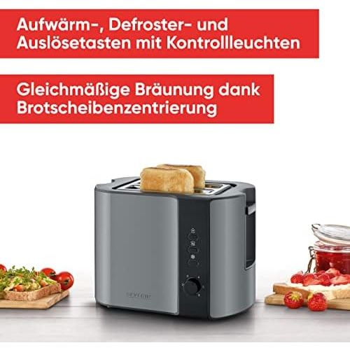  [아마존베스트]SEVERIN AT 9541 Automatic Toaster (800 W, Includes Roll-Roasting Attachment, 2 Roasting Chambers) Metallic Grey/Black