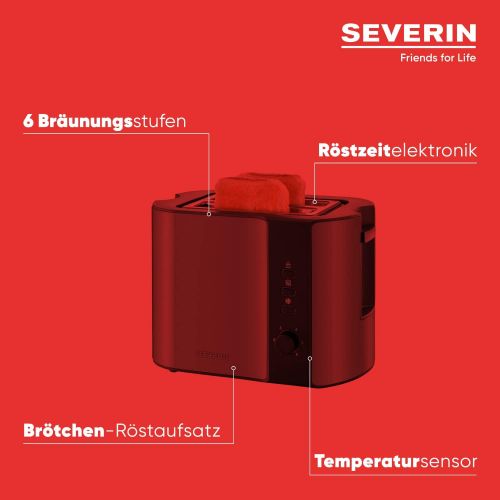  [아마존베스트]SEVERIN AT 9541 Automatic Toaster (800 W, Includes Roll-Roasting Attachment, 2 Roasting Chambers) Metallic Grey/Black