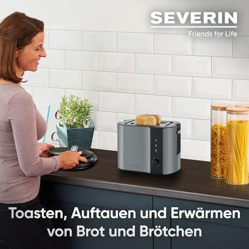  [아마존베스트]SEVERIN AT 9541 Automatic Toaster (800 W, Includes Roll-Roasting Attachment, 2 Roasting Chambers) Metallic Grey/Black