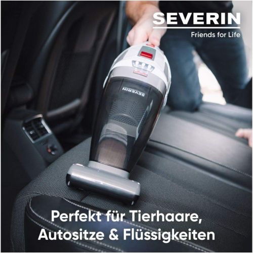  [아마존베스트]SEVERIN HV7146, cordless handheld vacuum cleaner, grey-white-red