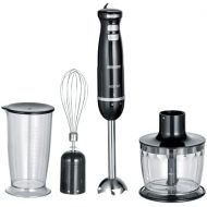 SEVERIN Hand Blender Kit 600W Includes Mixing Cup with Lid, Whisk, Wall Mount, SM 3793, Stainless Steel/Black