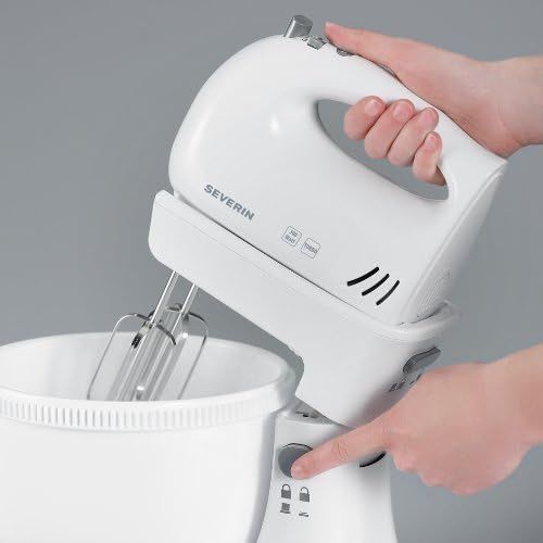  SEVERIN HM 3810 Hand Mixer Set 300 W Includes Table Stand and 3 L Mixing Bowl White/Grey