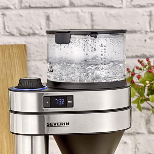  SEVERIN Caprice KA 5761 Filter Coffee Machine with Thermos Jug, Hand Brew Coffee Maker for up to 8 Cups, Coffee Machine with Timer, Brushed Stainless Steel / Black