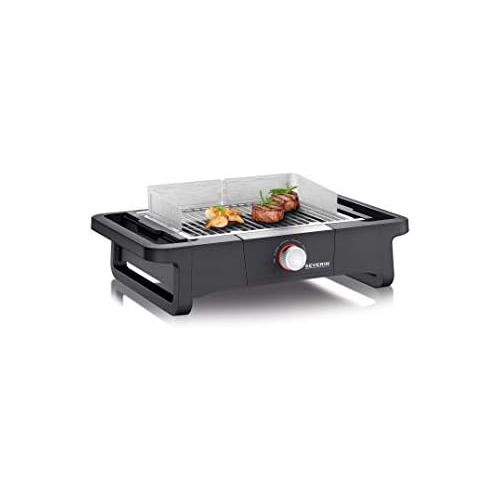  SEVERIN Style Evo PG 8123 Electric Grill for Indoor and Outdoor Use, Table Grill with Quick Grill Start up to 350 °C, Balcony Grill with Optimal Heat Distribution Black