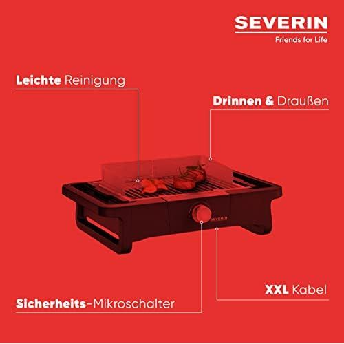  SEVERIN Style Evo PG 8123 Electric Grill for Indoor and Outdoor Use, Table Grill with Quick Grill Start up to 350 °C, Balcony Grill with Optimal Heat Distribution Black