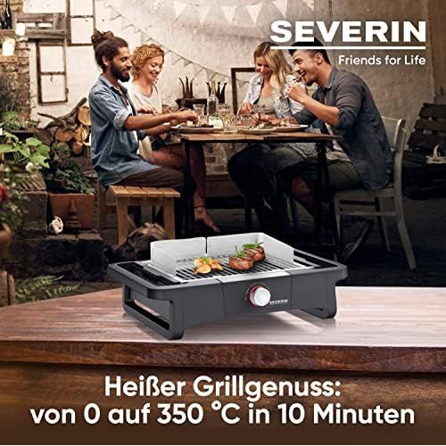  SEVERIN Style Evo PG 8123 Electric Grill for Indoor and Outdoor Use, Table Grill with Quick Grill Start up to 350 °C, Balcony Grill with Optimal Heat Distribution Black