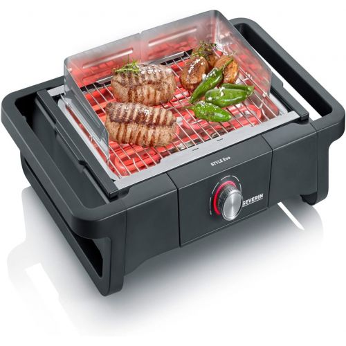  SEVERIN Style Evo PG 8123 Electric Grill for Indoor and Outdoor Use, Table Grill with Quick Grill Start up to 350 °C, Balcony Grill with Optimal Heat Distribution Black