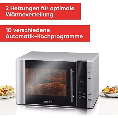  [아마존베스트]SEVERIN MW 7825 Microwave 900 W 30 L Hot Air Function Grill Silver