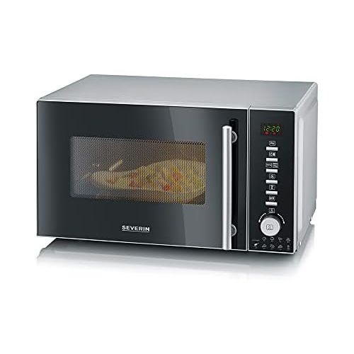  [아마존베스트]SEVERIN MW 7865 3-in-1 Microwave with Grill and Hot Air Function Including Turntable (Diameter 24.5 cm) and 2 Cooking Grates, 800 W, Silver/Black