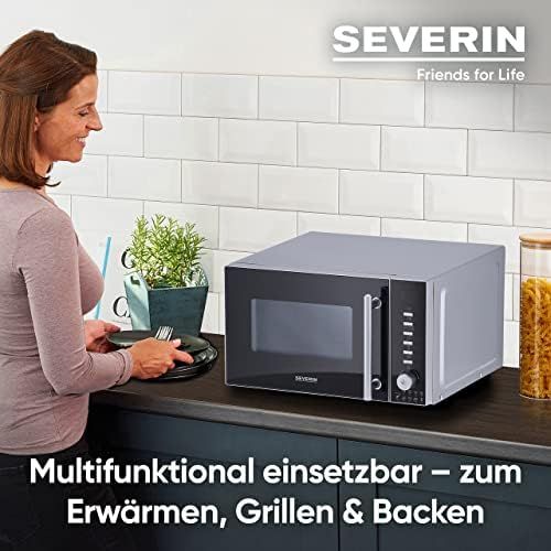  [아마존베스트]SEVERIN MW 7865 3-in-1 Microwave with Grill and Hot Air Function Including Turntable (Diameter 24.5 cm) and 2 Cooking Grates, 800 W, Silver/Black