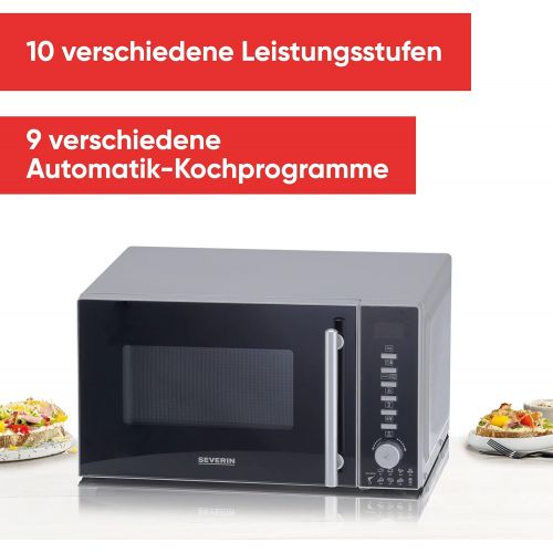  [아마존베스트]SEVERIN MW 7865 3-in-1 Microwave with Grill and Hot Air Function Including Turntable (Diameter 24.5 cm) and 2 Cooking Grates, 800 W, Silver/Black