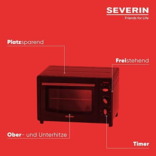  [아마존베스트]SEVERIN TO 2067 Baking and Toast Oven, 20 Litre Cooking Capacity, 1500 W, Includes Grill and Baking Tray, Black, High Heat Resistant Finish