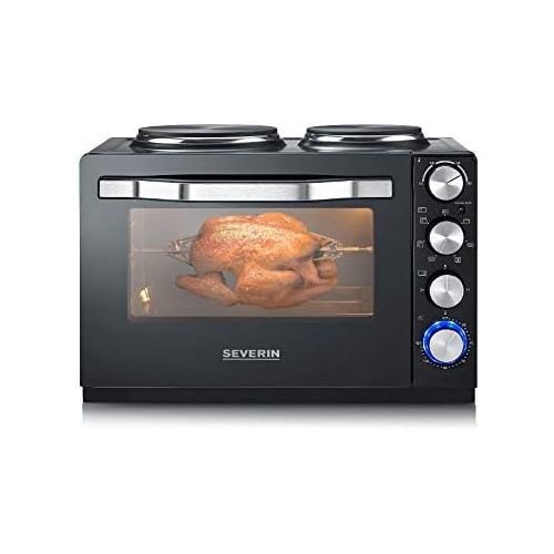  [아마존베스트]SEVERIN TO 2065 Baking and Toasting Oven with Cooking Plates, Oven with 30 L Cooking Chamber Capacity, Mini Oven With Hotplates for Cooking, Grilling and Baking, Total Power 2500 W