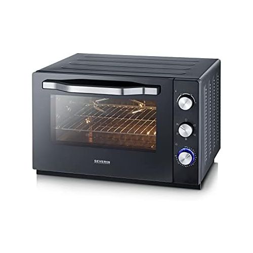  [아마존베스트]SEVERIN TO 2066 XXL Baking and Toast Oven, 60 Litre Cooking Space, 2,200 W, Includes Grill Grate, Baking Tray, Rotisserie and Pizza Stone, Black, High Temperature Paint