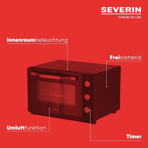  [아마존베스트]SEVERIN TO 2066 XXL Baking and Toast Oven, 60 Litre Cooking Space, 2,200 W, Includes Grill Grate, Baking Tray, Rotisserie and Pizza Stone, Black, High Temperature Paint