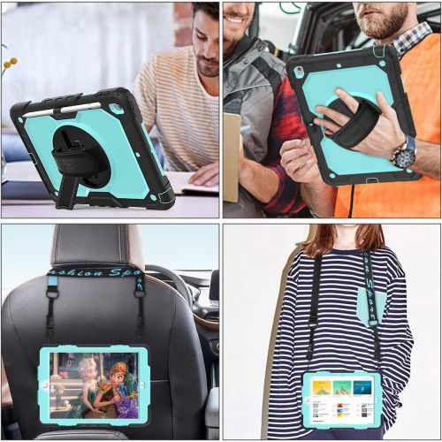  [아마존베스트]SEYMAC stock iPad 8th/7th Generation Case, New iPad 10.2 Case [Full-body] & [Shock Proof] Armor Protective Case with 360 Rotating Stand & Strap & Screen Protector for New iPad 8th/7th Gen 2020/