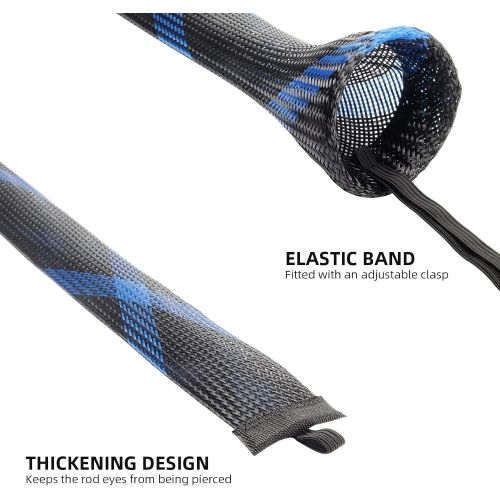  SF Fishing Rod Sock Fishing Rod Sleeve Rod Cover Braided Mesh Rod Protector Pole Gloves Fishing Tools for Spinning Fishing Rod,Casting Rod,Musky Rod,Fly Rod, Ice Rod