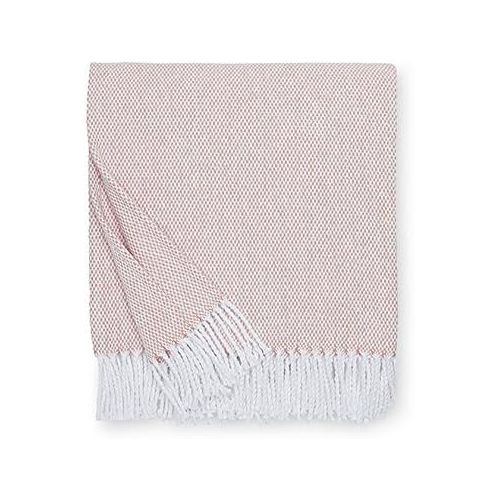  Sferra Terzo 100% Brushed Cotton Throw - OceanWhite