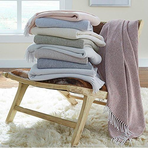  Sferra Terzo 100% Brushed Cotton Throw - OceanWhite