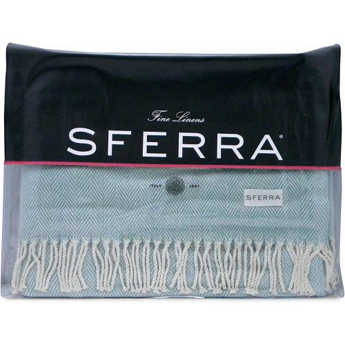  Sferra Celine Herringbone, 100% Cotton Throw Blanket - Slate Blue