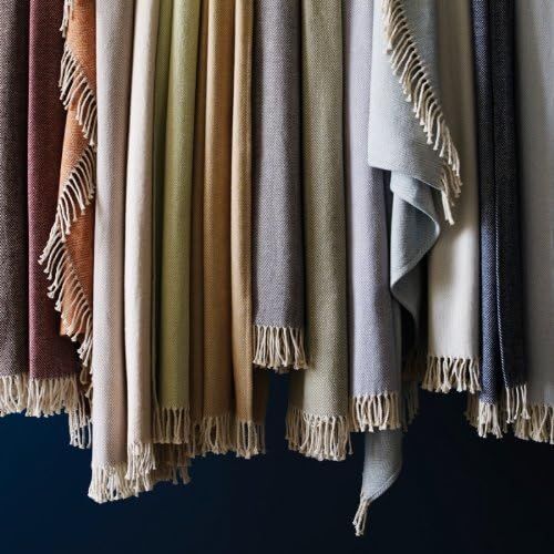  Sferra Celine Herringbone, 100% Cotton Throw Blanket - Mushroom