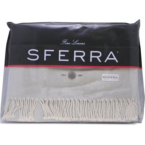  Sferra Celine Herringbone, 100% Cotton Throw Blanket - Mushroom