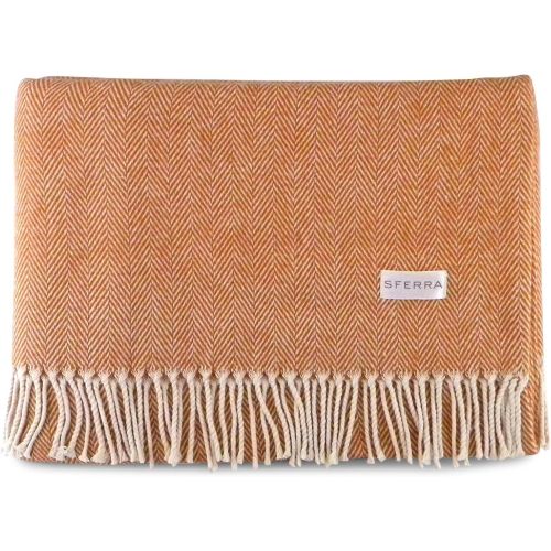  Sferra Celine Herringbone, 100% Cotton Throw Blanket - Mushroom