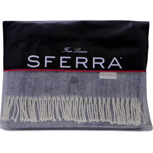  Sferra Celine Herringbone, 100% Cotton Throw Blanket - Mushroom