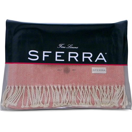  Sferra Celine Herringbone, 100% Cotton Throw Blanket - Mushroom