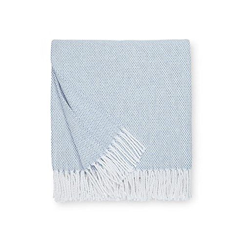  Sferra Terzo Throw - 100% Brushed Cotton - NavyWhite (NavyWhite)