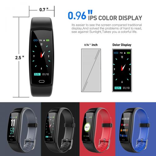  SFTRANS Fitness Tracker Smart Watch Activity Tracker Sports Band Bracelet Waterproof Bluetooth Wristband with Heart Rate Monitor Blood Pressure Pedometer Sleep Monitor Calorie Step