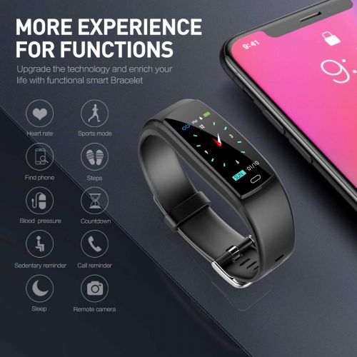  SFTRANS Fitness Tracker Smart Watch Activity Tracker Sports Band Bracelet Waterproof Bluetooth Wristband with Heart Rate Monitor Blood Pressure Pedometer Sleep Monitor Calorie Step