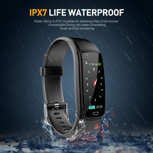  SFTRANS Fitness Tracker Smart Watch Activity Tracker Sports Band Bracelet Waterproof Bluetooth Wristband with Heart Rate Monitor Blood Pressure Pedometer Sleep Monitor Calorie Step