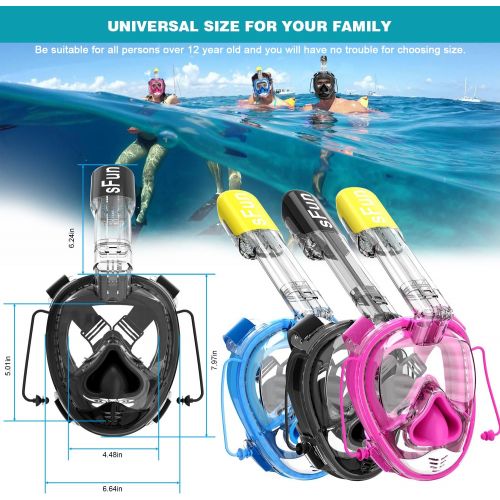  SFUN Snorkel Mask Full Face Snorkel Mask Full Face Mask Anti-Fog for Adults Children Diving Snorkelling Swimming Diving
