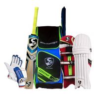 SG Batting Cricket Kit Combo (Ezeepak Kitbag + Nexus Plus Kashmir Willow bat, Full Size + Club Legguard + Ecolite Batting Gloves) - Mens (Full Size)