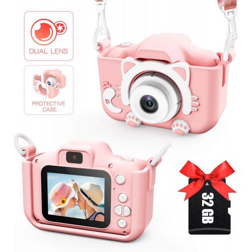  SGAINUL Kids Camera for Girls/Boys, 3-9 Year Old Toys for Girls/Boys, Christmas Birthday Gift for Age 6-9 Girls/Boys Kids Digital Dual Camera, Selfie Camera for Kids, 32GB Memory Card