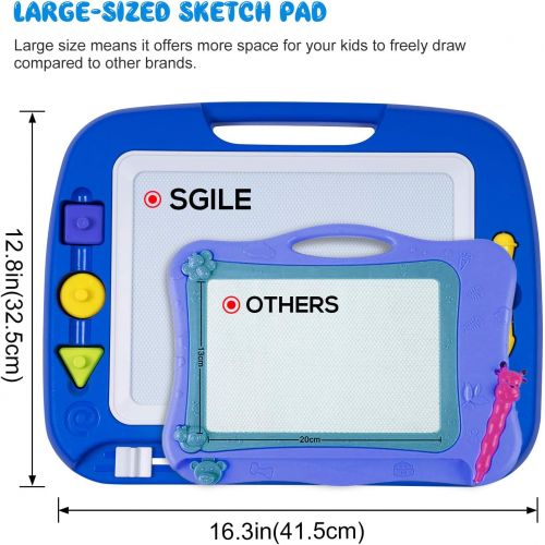  [아마존 핫딜]  [아마존핫딜]SGILE Magnetic Drawing Board Toy for Kids, Large Doodle Board Writing Painting Sketch Pad, Blue